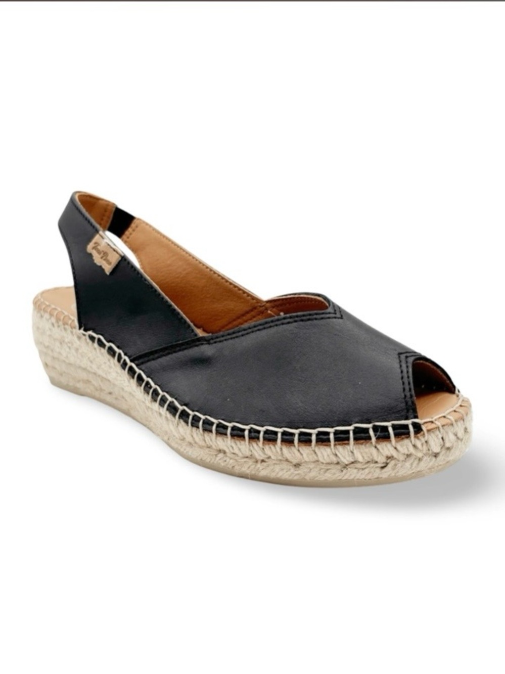 Black Espadrille Slingback Wedge Sandal - Women